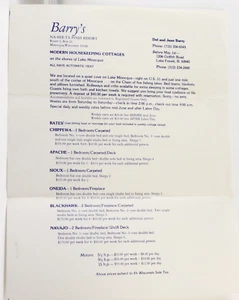 Barry's NA-HEE-TA Pines Resort Mailer. On Lake Minocqua. Minocqua,Wisconsin. - Picture 1 of 2