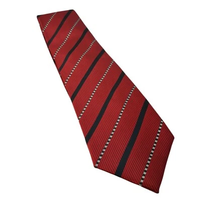 Corbata Pura Seta 100 % para hombre Lavoralo a Mano pura seda roja negra blanca a rayas  Foto 1 de 4