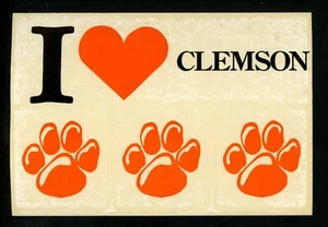 Modern Greetings Sticker postcard Heart I Love Clemson Paw Prints - Picture 1 of 2
