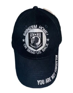 Bring'em Home Or Send Us Back POW*MIA Cotton Black Hat You Are Not Forgotten - Imagen 1 de 1