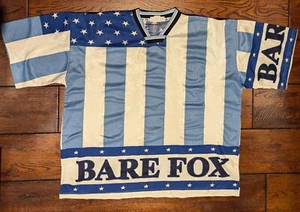 Camiseta deportiva vintage Bare Fox para hombre azul y blanca estrellas y rayas de EE. UU. talla XL hecha en EE. UU. - Imagen 1 de 11