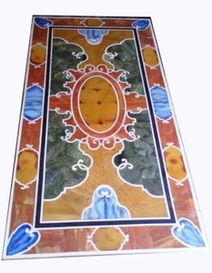 48" x 24" PietraDura Handcrafted Inlay Work Marble Center Table Top - Picture 1 of 3