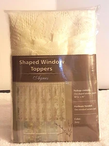 IVORY LACE DESIGNED SHAPED WINDOW VALANCE TOPPER AGNES STYLE 60 W X 36 NEW - Picture 1 of 4