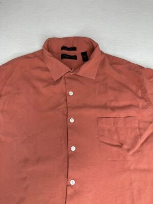 Metropolitan By Lord & Taylor Mens Button Up Shirt Pure Silk Terracota Size XL - Image 1 of 4