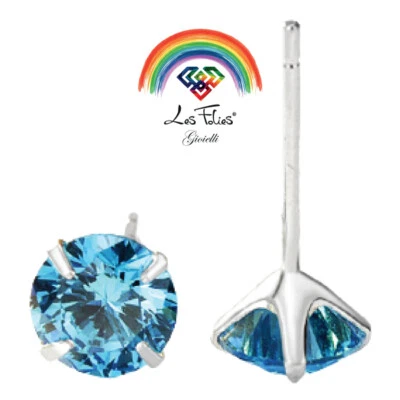 Coppia di Orecchini Punti Luce Celeste in argento 925 - Rainbow Collection - Immagine 1 di 4