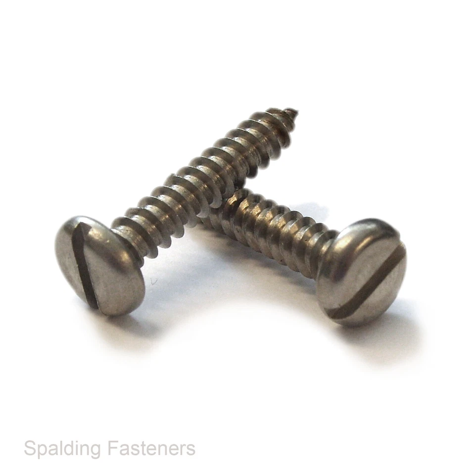 SLOTTED PAN HEAD SELF TAPPING SCREWS A2 STAINLESS STEEL #4, 6, 8,10,12,14 - Image 1 of 1