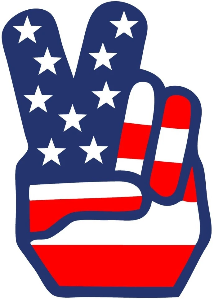 PEACE SIGN VICTORY AMERICAN FLAG BUMPER STICKER LAPTOP STICKER TOOLBOX STICKER  - Image 1 of 1