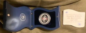 2002 Australia QEII Golden Jubilee Silverproof One Ounce 1 Dollar Coin Cased+COA - Picture 1 of 13