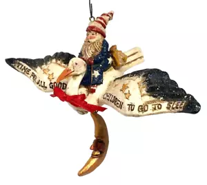 Pam Schifferl Ornament Time For All Good Children To Go To Sleep Santa on Goose - Picture 1 of 6