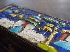 Antique Chinese Brass Stamp Box Enamel Divided Trinkets Jewelry Pill Container