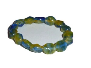 Lindas cuentas de vidrio checas azules y amarillas (15) 9 mm x 8 mm - Imagen 1 de 1