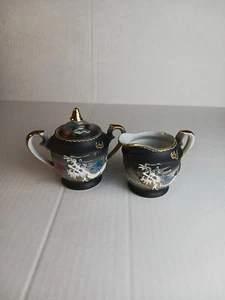 Vintage Dragon Ware Moriage Japanese Creamer & Sugar with Lid - Picture 1 of 6