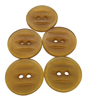 Vtg 5 Bakelite Apple Juice Two Hole Carved Etched Lines Dime Sized Lot Tested - Image 1 of 4