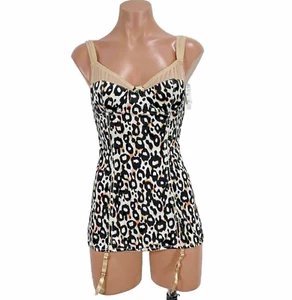 Jessica Simpson Leopard Print Bustier Sz M VTG y2k NWT Fredericks of Hollywood - Picture 1 of 13