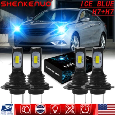 For Hyundai Sonata 2011-14 8000K LED Headlight High Low Beam Light Bulb Combo 4x - Image 1 of 4
