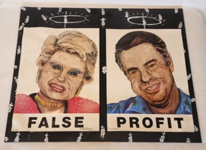 1988 ROBBIE CONAL DOUBLE POSTER SIGNED 'FALSE PROFIT' CRIMINAL RELIGION GRIFTERS - Picture 1 of 11