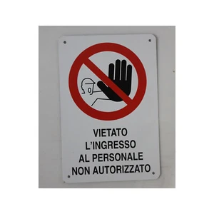 Cartello allumino VIETATO L'INGRESSO AL PERSONALE NON AUTORZZATO 18x12 cm 12871 - Picture 1 of 1