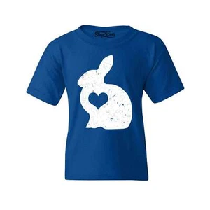 Easter Bunny with Heart Youth's T-Shirt Fun Cute Easter Egg Hunting Shirts - Picture 1 of 10
