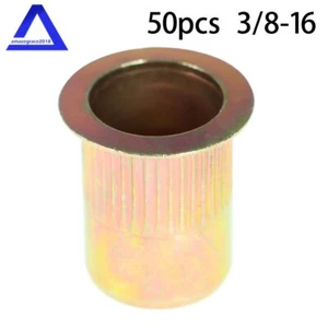 Tuerca de remache 3/8-16 tuerca de remache tuerca de inserción acero al carbono galvanizado 50 piezas - Imagen 1 de 5
