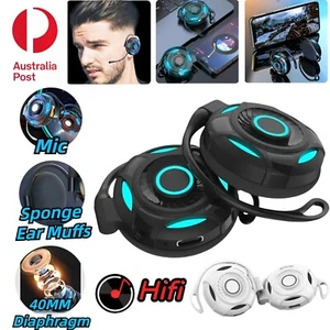 Bluetooth Gaming Headset Hanging Ear Type Wireless Headphones Earphone Mic LED - Picture 1 of 18