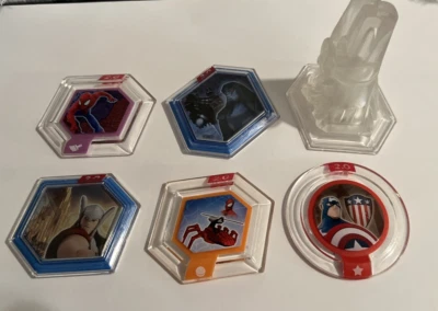 Lote de discos Disney Infinity 2.0 Marvel Capitán América Spiderman Thor Ronan Power Foto 1 de 3