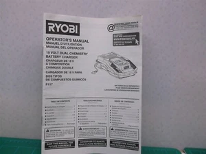P117 Ryobi Battery Charger 18V NiCad, Lithium, One+ Manual - Picture 1 of 2
