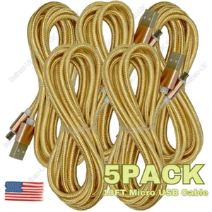 5-Pack Micro USB Cable 10Ft Fast Charge Cord Lot For Samsung LG Android Charger - Picture 1 of 14