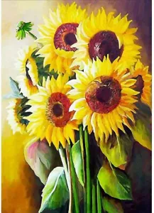 Sunflowers 5D Diamond Painting Full Drill DIY Embroidery, Home Décor 12x16inch - Picture 1 of 6