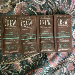 Lot 4 American Crew 3-in-1 Shampoo, Conditioner Body Wash Chamomile & Pine .25oz - Picture 1 of 2