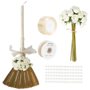 Wedding Broom for Jumping Ceremony, Decorative Broom DIY with Ribbons Roses - Picture 1 of 7