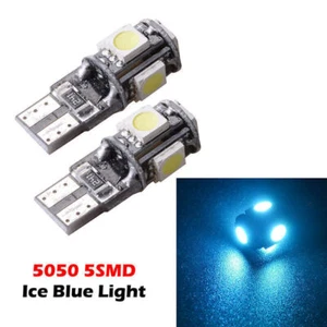 2PCS T10 Ice Blue LED 5050 5smd Wedge Light Bulb W5W 194 168 2825 192 Dome Lamp - Picture 1 of 7