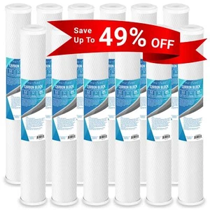 1 to 12 PACK 20"x2.5" Whole House CTO 5 Micron Carbon Block Water Filter Replace - Picture 1 of 14