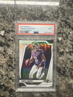 LAMAR JACKSON 2024 Panini Prizm #19 Blanco Prizm Paralelo/35 PSA 9 Como Nuevo Foto 1 de 2