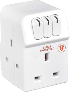 Masterplug 3-Socket Surge Protected Adaptor with Individual Switches UK Plug - Picture 1 of 7