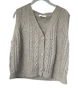 Active USA Damen Zopfmuster Pullover Weste Medium Grün Preppy Y2K 90s Academia - Bild 1 von 8