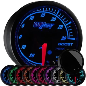52mm GlowShift Elite 10 Color 30 PSI Boost / Vacuum Gauge - Picture 1 of 5