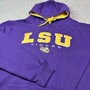 LSU Tigers Sudadera con Capucha Para Hombres Extra Grande Púrpura Bordada Spellout Pullover Pesado - Imagen 1 de 9