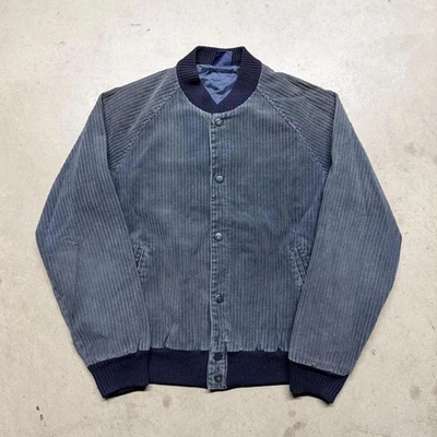 Chaqueta de bombardero de pana Brittania vintage para hombre mediana azul marino descolorida con botones años 80 Foto 1 de 4