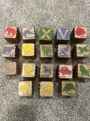 Juego de 18 bloques de madera HI-LO de Halsam Toy Company de 1940 de 1,75 pulgadas Foto 1 de 3