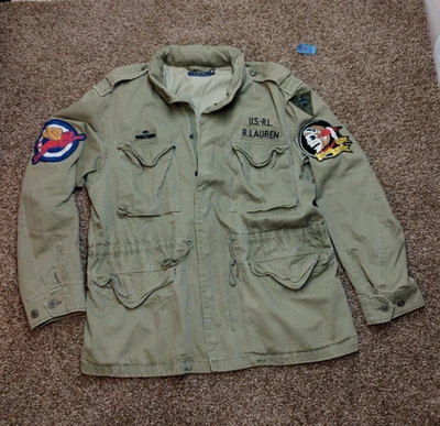 Polo Ralph Lauren Military M65 Skull Skeleton Patch Paratroops Field Jacket XL - Image 1 of 4