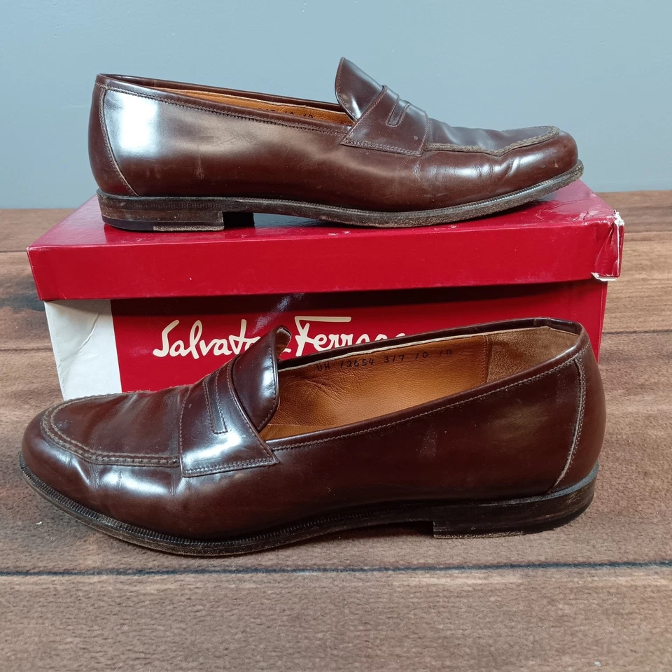 Salvatore Ferragamo Teramo Dark Brown Calf Leather Loafer Shoes Mens Size 10D - Image 1 of 4