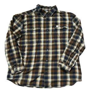 Carhartt Original Fit Plaid Flannel Button Up Langarm Hemd Herren 2XL Braun - Bild 1 von 6