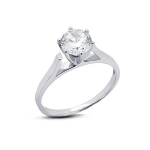 1/3ct F VS2 Round Earth Mined Certified Diamond 18k  Solitaire Engagement Ring - Picture 1 of 9