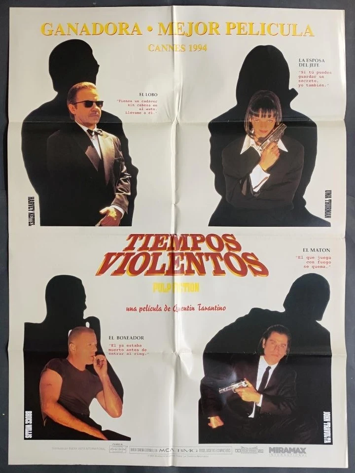 Uma Thurman Travolta Willis Jackson PULP FICTION Original 1994 Filmplakat 4310 - Bild 1 von 1