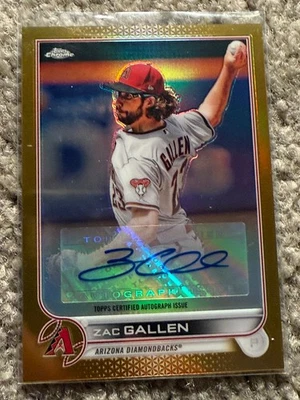2022 Topps Chrome Zac Gallen Gold Refractor Auto 24/50 DIAMONDBACKS - Image 1 of 2