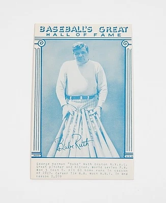 Tarjeta de exhibición del Gran Salón de la Fama del Béisbol Azul 1977 Exposiciones Babe Ruth Foto 1 de 2
