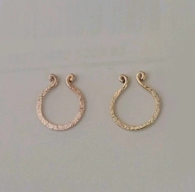 6 7 8 9 .5mm Fake septum ring shimmer 14k yellow goldfill silver 925 - Image 1 of 2