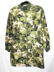 LOVE TREE Green M Windbreaker Camo Camouflage Long Jacket Zip Front Women's - Picture 1 of 5