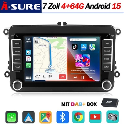 DAB+ 4+64GB Android 15 Autoradio CarPlay für VW GOLF 5 6 Plus Polo Cadddy Passat - Bild 1 von 4