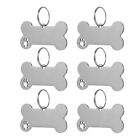  6 Pcs Pet Dog Tag Stainless Steel ID Hangings Smudge Bowl Blank Bone